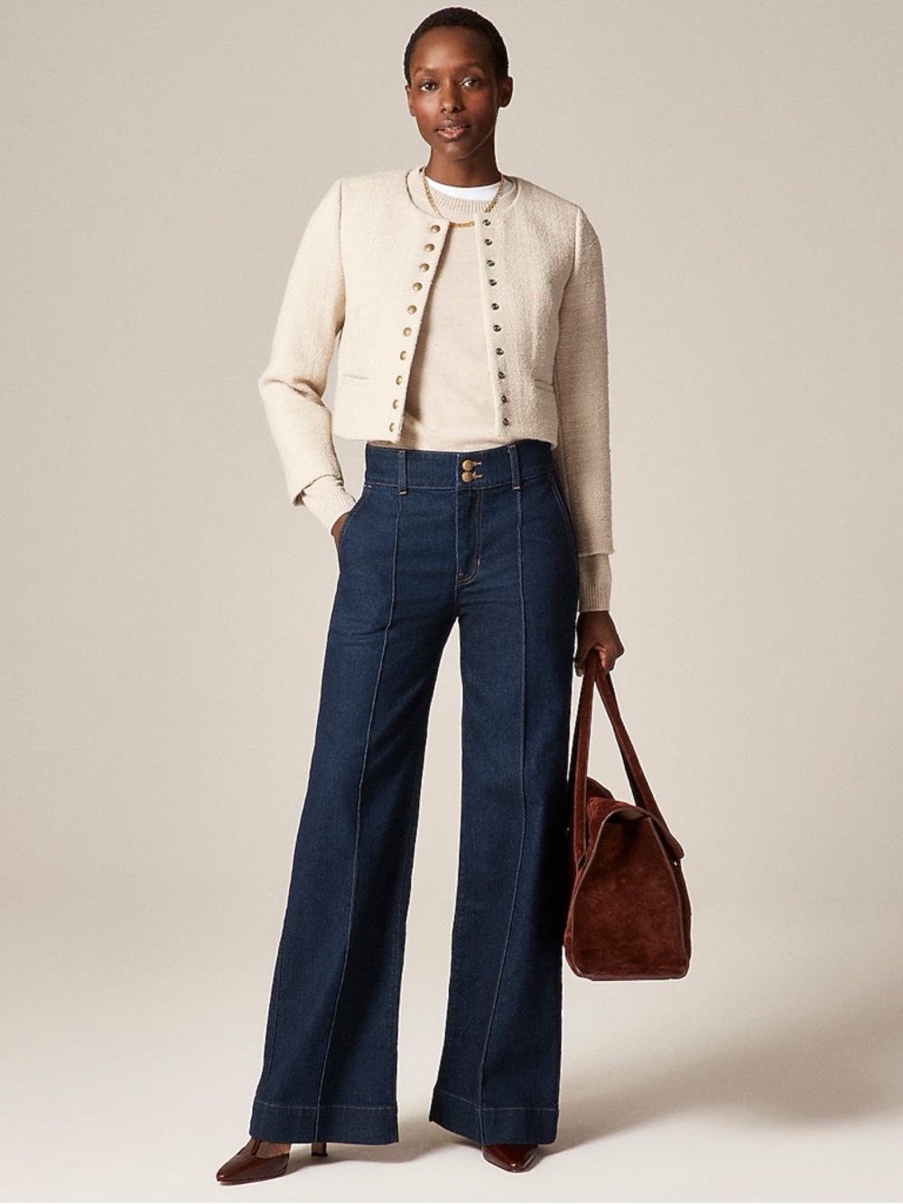 J Crew Bridgette lady jacket in Natural Tweed size 00 missing snap
